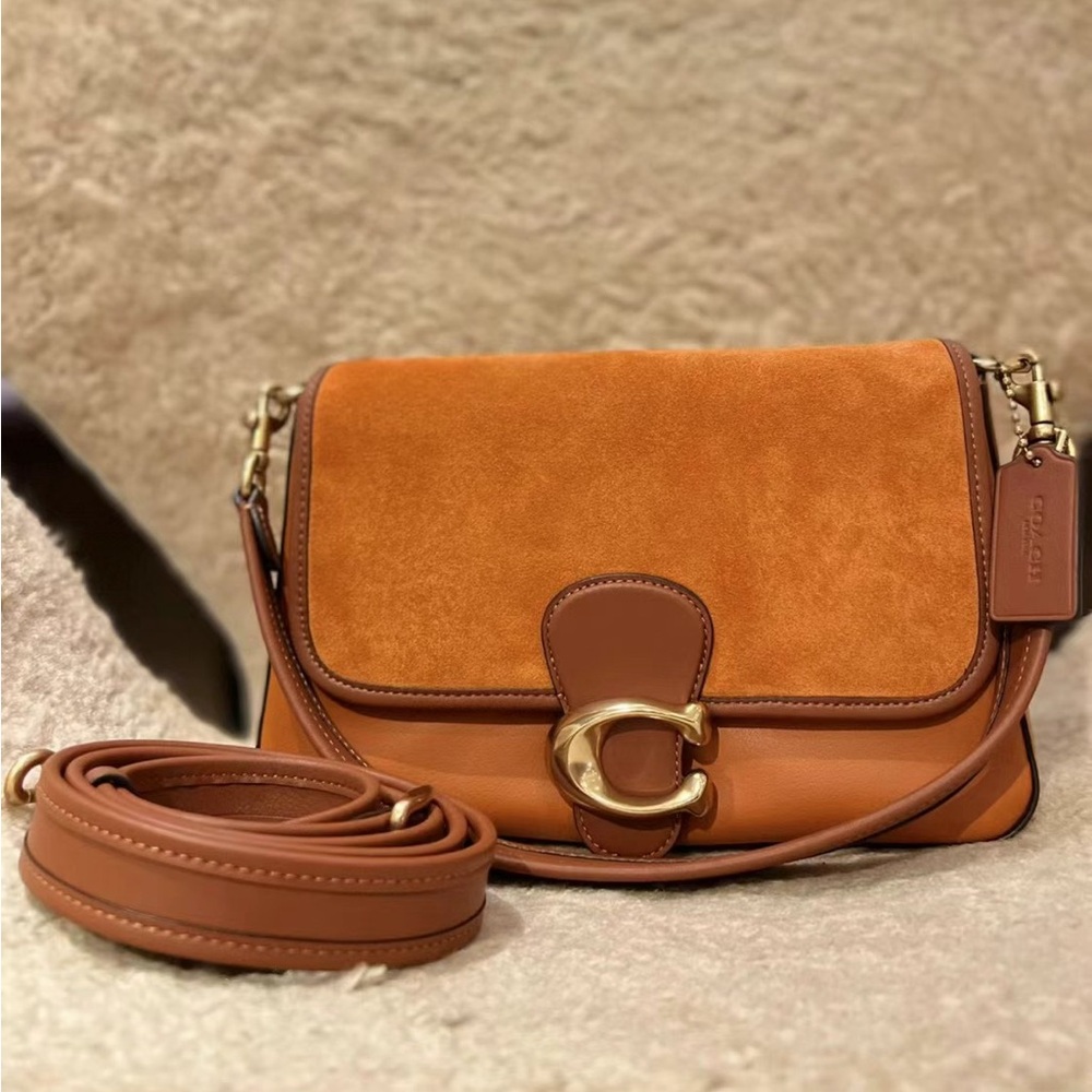 NWT Coach C5262 Smooth Leather and Suede Soft Tabby Shoulder Bag 2 Straps-Canyon - Picture 8 of 15
